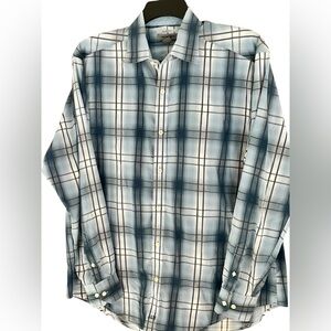 Johnston & Murphy Men's Blue Plaid Shirt Size L